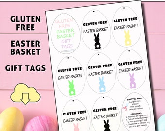 PRINTABLE Gluten Free Easter Basket Tag, Easter Gift Tags, Easter Tags, Gluten Free Kids Easter, Allergy Easter Basket, Easter Basket Kids