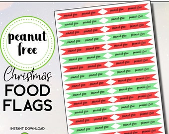PRINTABLE Peanut Free Flags, Peanut Free Sign, Peanut Allergy Pick, Peanut Alert Flag, Peanut Free Cooking, Food Tags, Christmas Food Pick