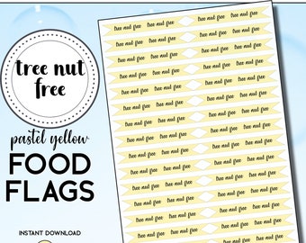 PRINTABLE Tree Nut Free Flags, Tree Nut Free Food Sign, Tree Nut Allergy Alert Flag, Tree Nut Free Cooking, Food Tags, Food Pick, Cafe Flag