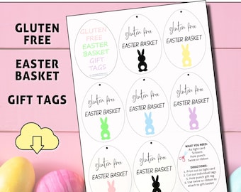 PRINTABLE Gluten Free Easter Basket Tag, Easter Gift Tags, Easter Tags, Gluten Free Kids Easter, Allergy Easter Basket, Easter Basket Kids
