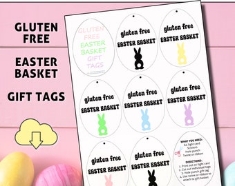 PRINTABLE Gluten Free Easter Basket Tag, Easter Gift Tags, Easter Tags, Gluten Free Kids Easter, Allergy Easter Basket, Easter Basket Kids