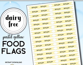 PRINTABLE Dairy Free Flags, Dairy Free Food Topper, Dairy Free Sign, Dairy Allergy Sign, Food Tags, Allergy Alert Flag, Food Pick, Cafe Flag