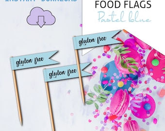 PRINTABLE Gluten Free Cake Flags, Gluten Free Pick, Gluten Free Baking, Allergy Flag, Celiac Food Pick, Coeliac Baking, Toothpick Food Flags