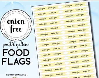 PRINTABLE Onion Free Flags, Onion Free Sign, Onion Allergy Pick, Onion Alert Flag, Onion Free Cooking, Alert Food Tags, Food Pick, Cafe Flag