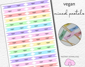 PRINTABLE Vegan Flag, Vegan Topper, Vegan Sign, Vegan Catering Sign, Vegan Cooking, Food Tags, Allergy Alert Food Flag, Food Pick, Cafe Flag