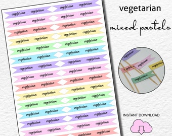 PRINTABLE Vegetarian Food Flag, Vegetarian Topper, Vegetarian Catering Sign, Allergy Cooking, Food Tags, Allergy Alert, Food Pick, Cafe Flag