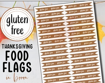 PRINTABLE Thanksgiving Gluten Free Toothpick Food Flags, Gluten Free Food Sign, Thanksgiving Picks, Festive Picks, Party Picks, Fall Picks