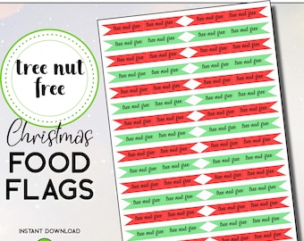 PRINTABLE Tree Nut Free Flags, Tree Nut Free Food Sign, Tree Nut Allergy Alert Flag, Tree Nut Free Cooking, Food Tags, Food Pick, Cafe Flag