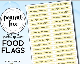 PRINTABLE Peanut Free Flags, Peanut Free Sign, Peanut Allergy Pick, Peanut Alert Flag, Peanut Free Cooking, Food Tags, Food Pick, Cafe Flag