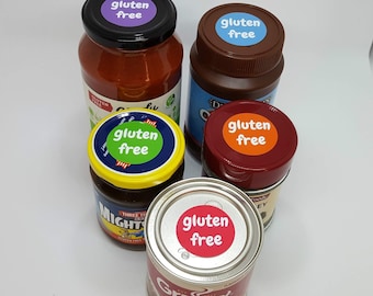 Round Gluten Free Stickers, Allergy Sticker, Coeliac Pantry, Kitchen Stickers, Gluten Free Kitchen, Pantry Sticker, Coeliac Kitchen