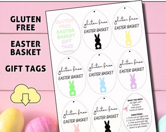 PRINTABLE Gluten Free Easter Basket Tag, Easter Gift Tags, Easter Tags, Gluten Free Kids Easter, Allergy Easter Basket, Easter Basket Kids