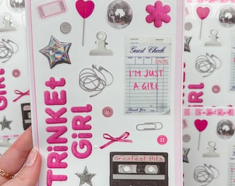 Trinket Junk Journal 5x7 Sticker Sheet,Scrapbook Stickers, Journal Cover Stickers,Kiss Cut Sticker , Junk Journal Supplies, Vinyl Stickers