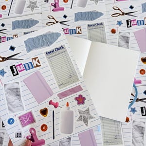 Junk Journal Sticker Sheet, Pink Vinyl Decals (8x10") image 5