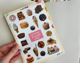 Sweet Treat Vinyl Sticker Sheet, Scrapbook Stickers, 5x7
