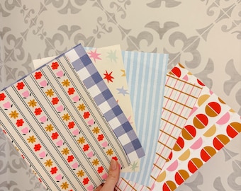 Scrapbook Paper Pack – Vintage Floral, Gingham, Stripes (6 Sheets)