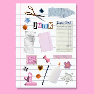 Junk Journal Sticker Sheet, Pink Vinyl Decals (8x10") image 2