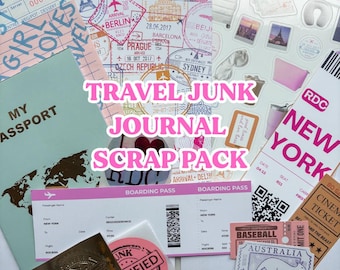 Travel Junk Journal Scrap  Epherma Supply Kit - Mystery Assorted Ephemera Sticker Pack-  Mixed Media- Aesthetic, trinket, sticker sheets