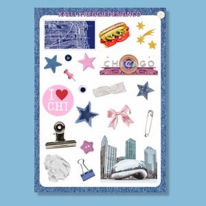 Chicago Junk Journal 5 x 7 stickervel, plakboekstickers, stickers tijdschriftomslag, junk Journal-benodigdheden, vinylstickers, CHI-souvenir