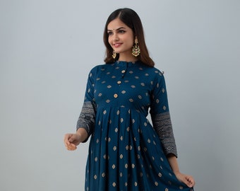 Fully Readymade Indian Handmade rayon Printed Wedding Party Wear Traditional Designers Women Anarkali Kurti For Women