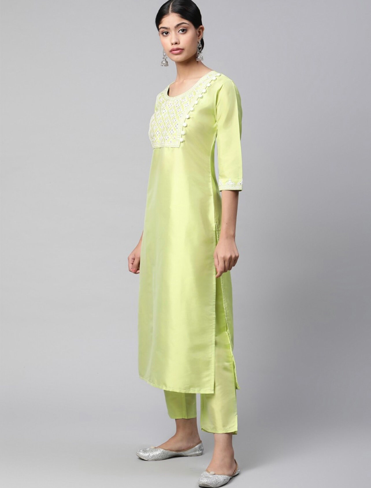 Women Art Silk, Jacquard Kurti Pant Dupatta Set