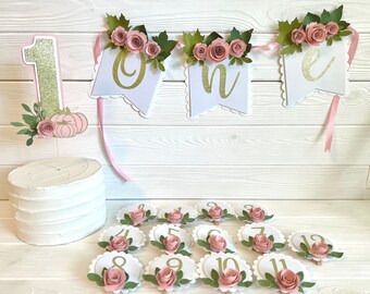 Floral high chair banner, 1st birthday floral party package, floral banner, one high chair banner, floral party decor, floral 1st birthday