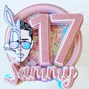 Bad bunny cake topper, bad bunny party, bad bunny decoration, bad bunny decor, Shaker Cake Topper, bad bunny, ella perrea sola, conejo malo