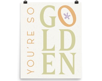 Golden Lyrics Music Print | Green & Orange Fine Line Art (Unframed)