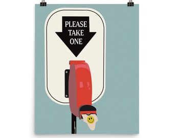 Smiley Face Ticket Machine | Illustration | Motivational Print