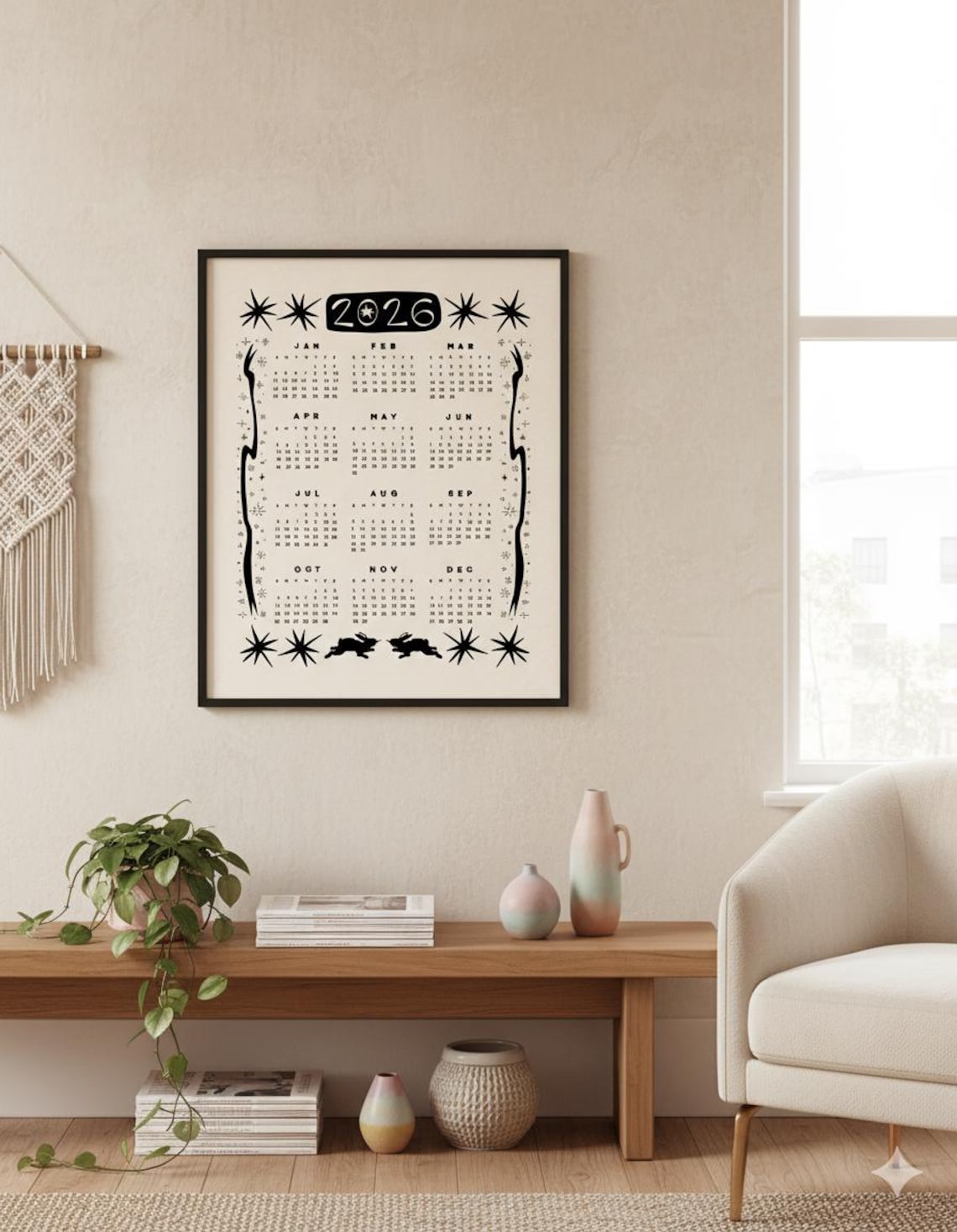 2026 Aesthetic Calendar | Printable One Page Year at a Glance ...