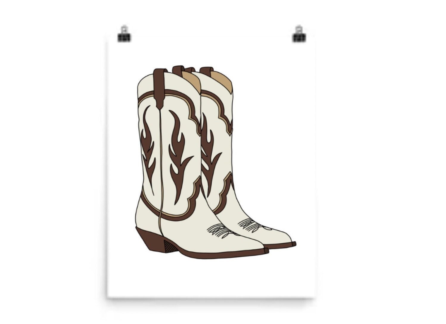 Multiple Colors Available | Cowboy Boot Art Print | Western Apartment Decor | Cowgirl Illustration
