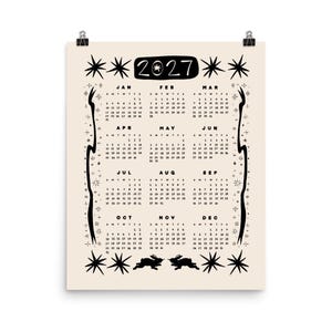2026 Aesthetic Calendar | One Page Year at a Glance | Celestial Wall Art Poster | Trendy Office Decor | Cool Girl Gift Guide
