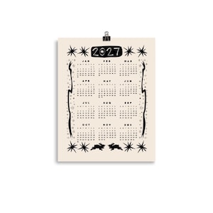 2026 Aesthetic Calendar | One Page Year at a Glance | Celestial Wall Art Poster | Trendy Office Decor | Cool Girl Gift Guide