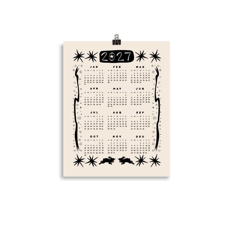 2026 Aesthetic Calendar | One Page Year at a Glance | Celestial Wall Art Poster | Trendy Office Decor | Cool Girl Gift Guide