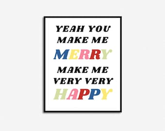 Merry Happy | Music Print | Lyrics Print | Unframed Music Art | Gig Poster | Concert Poster | Brit Pop