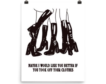 Too Shy | Retro Go-Go Boot Print | Disco Themed Art | Black and White BFIAFL Merch | 1975 At Their Very Best