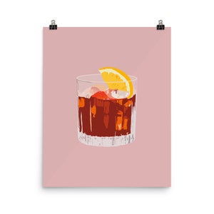 ネグローニ | カクテル ヴィンテージ | バーカート | ベルモット | イタリアのイラストプリント