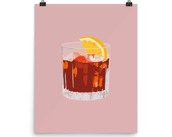 Negroni | Cocktail Vintage | Bar Cart | Vermouth | Italian Illustration Print
