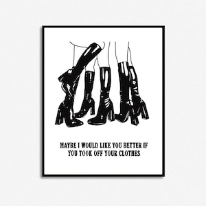 Too Shy | Retro Go-Go Boot Print | Disco Themed Art | Digital Download | Printable Black and White BFIAFL Merch