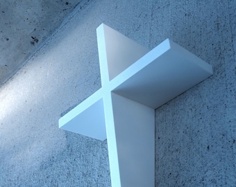 Wall Cross, White Cross Wall Decor, Large Wall Hanging Cross, Minimalist Cross, Christian Wall Art, Cross for Home and Church | TWELVE LARGE