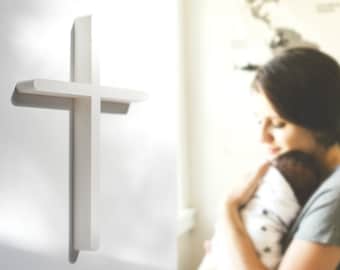 Wall Cross, Cross for Wall, Hanging Cross, Minimalist Cross, White Cross, Christian Gifts, Easter Sunday Cross, Cross Ornament | GLORY