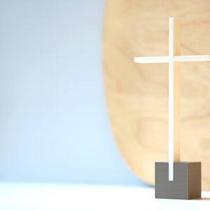 Standing Cross, Desk Cross, Tabletop Cross, Cross on Stand, Minimalist Cross Decor, Christian Housewarming Gifts, White Cross | CALVARY