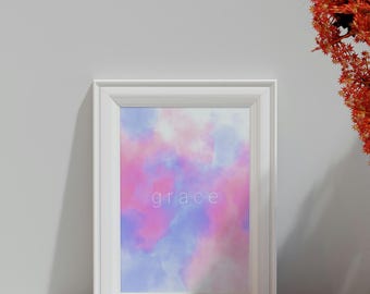 Gnade Hymne Druck, Bibel Vers Wandkunst, christliches Zuhause (digitaler Download)