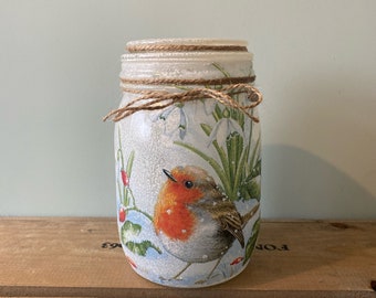 Robin decorative light jar.