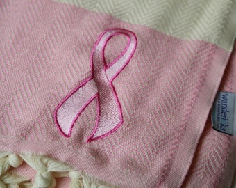 Pink or Teal Ribbon - Breast and Ovarian Cancer Awareness Turkish Towels