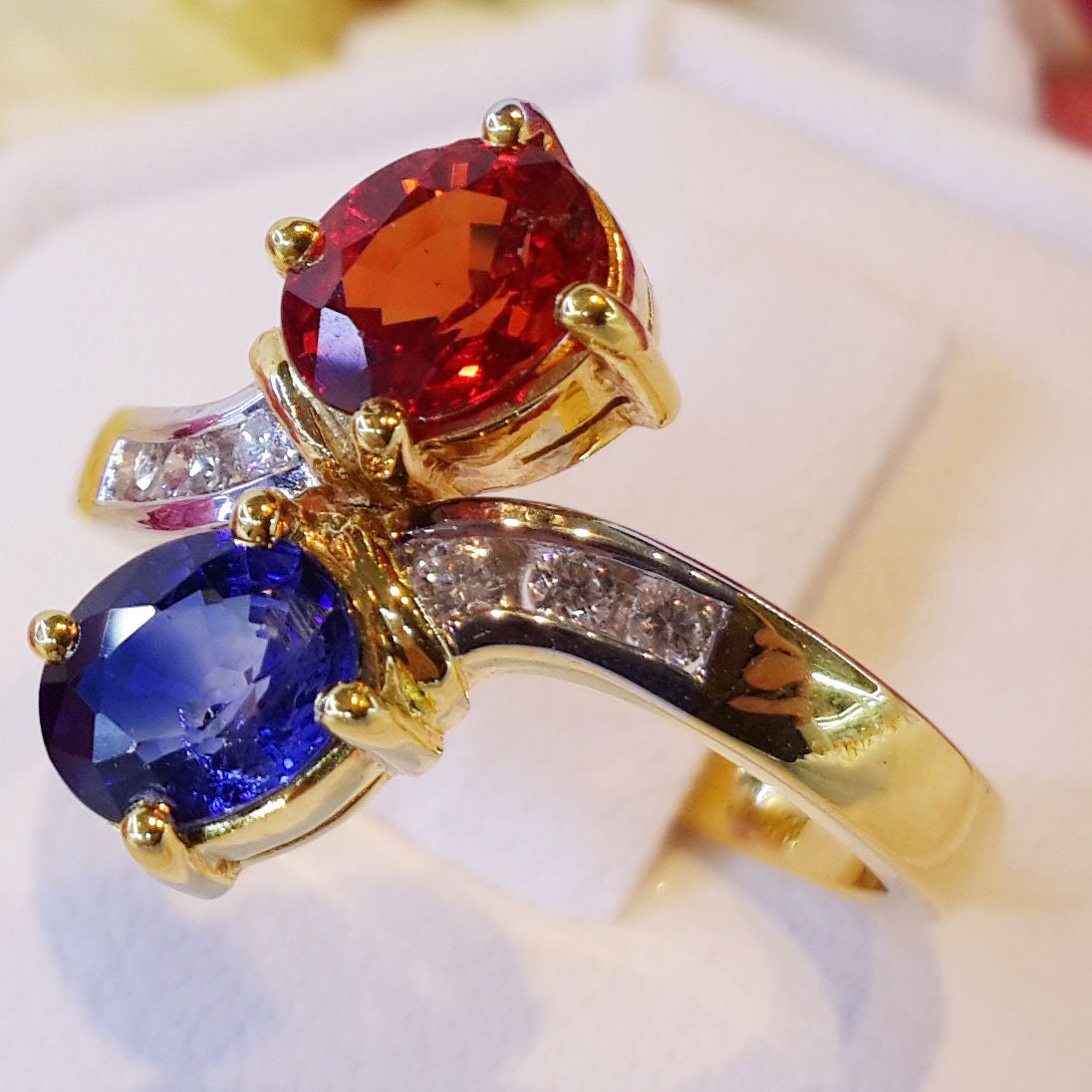 Sapphire Ring 925 Sterling Silver Sapphire & Garnet Ring | Etsy