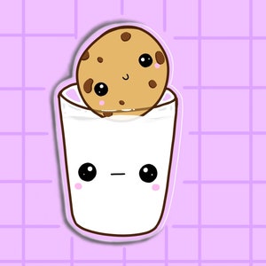 Adorable Cookie Vinyl Sticker| Kawaii Cookie, Dipped in Milk, Shiny Sticker