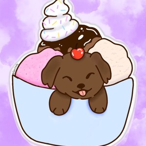 Schattige puppy in ijs| Hondenvinylsticker