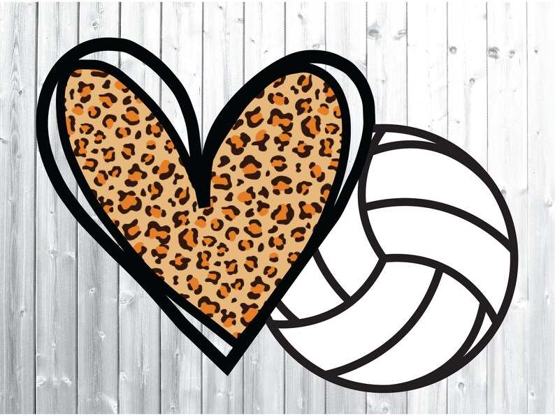 Leopard Volleyball Svg Leopard Heart Volleyball Svg leopard | Etsy