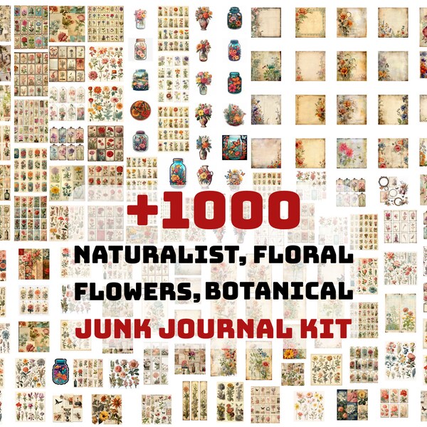 Junk Journal Naturalist, Flora, Flowers, Botanical, Nature, Edith Holden Style, Herbal printable, Shabby, Kit Scrapbooks Cards Ephemera png