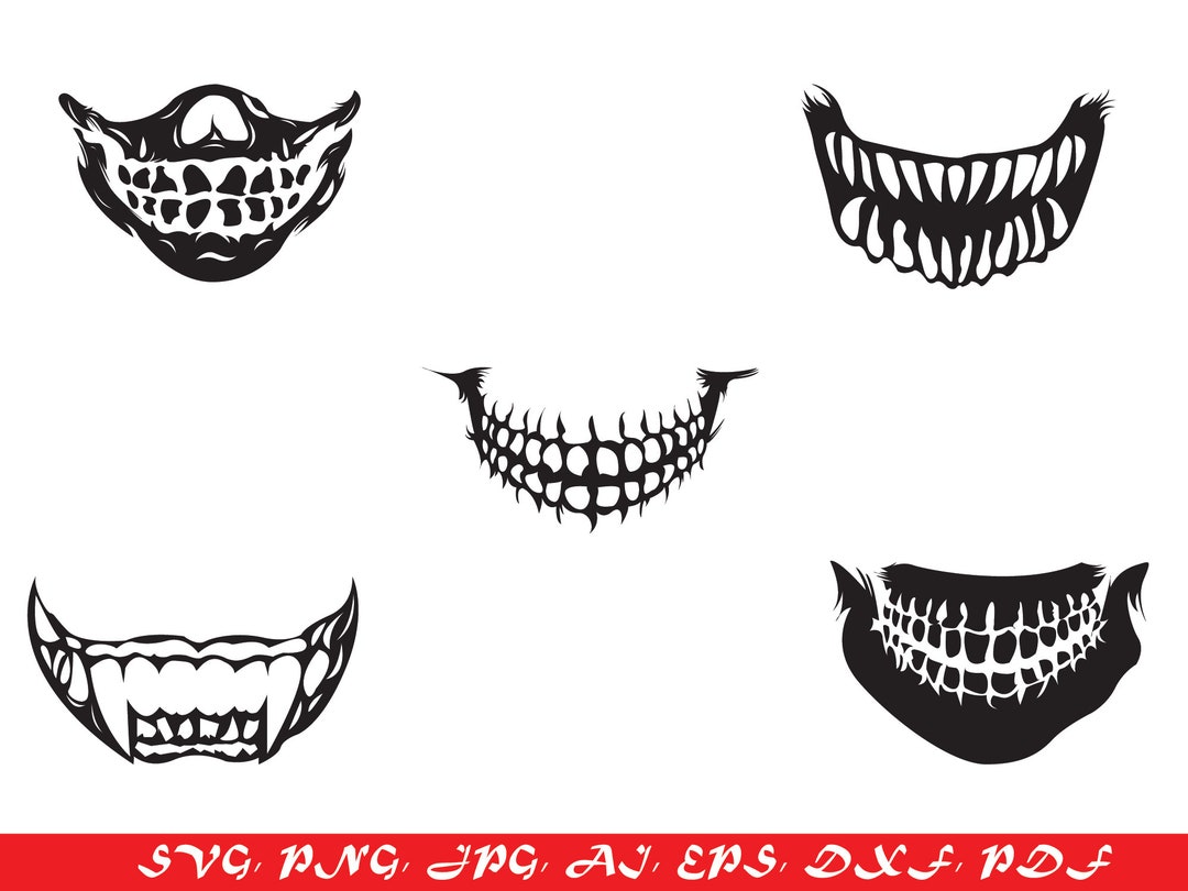 Halloween Scary Teeth Face Mask Design Svg SVG Vector Digital - Etsy